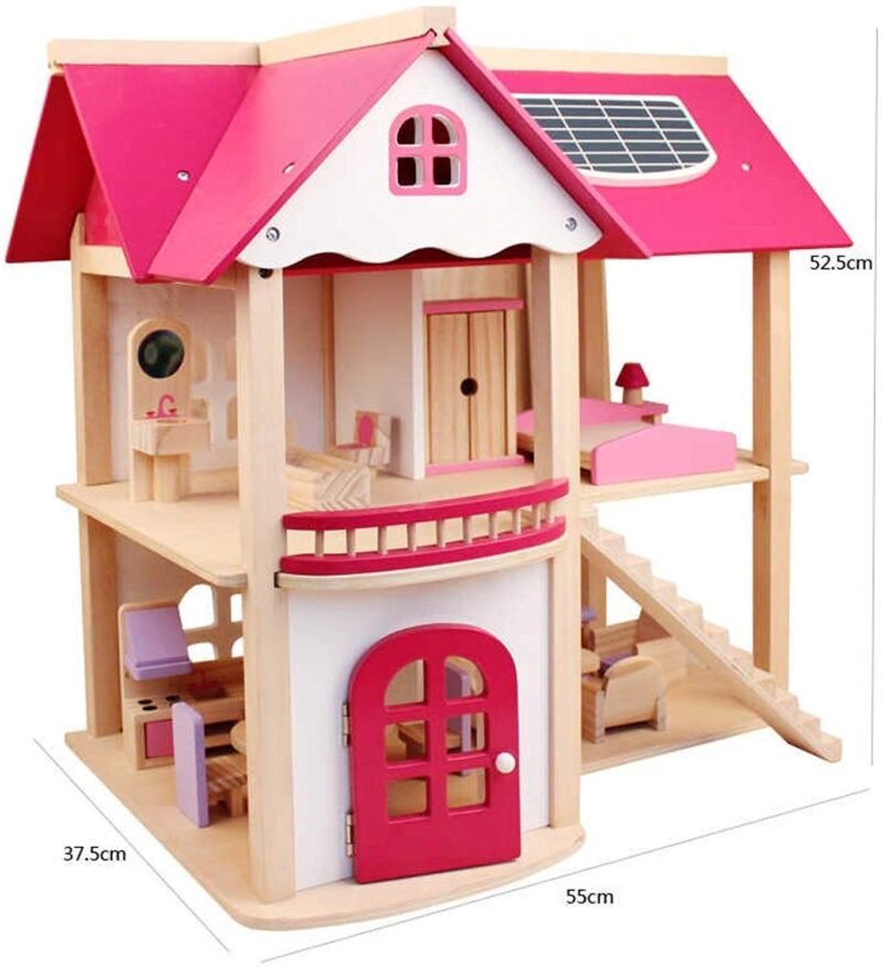 Maison de Poupée en Bois 3 Étages avec Meubles – Maison de Jeu pour Enfant