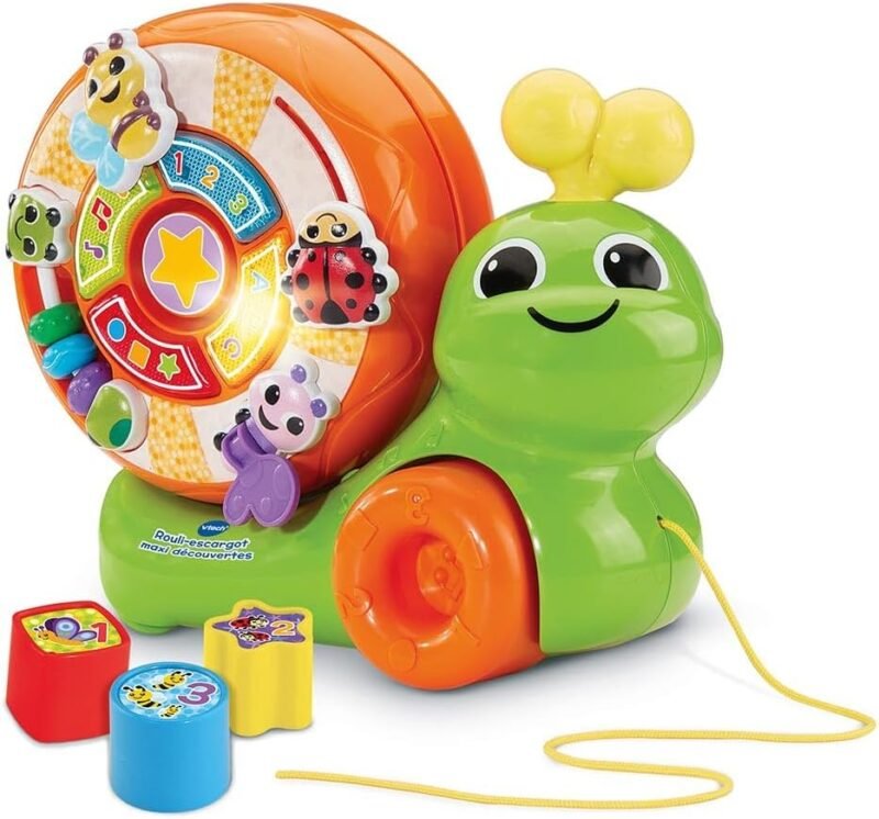 VTech Baby – Rouli-Escargot Maxi Découvertes – Jouet d’éveil interactif à tirer