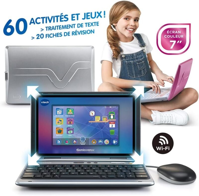 VTech Genio MAX – Ordinateur Éducatif pour Enfants 5-12 Ans avec Écran 7