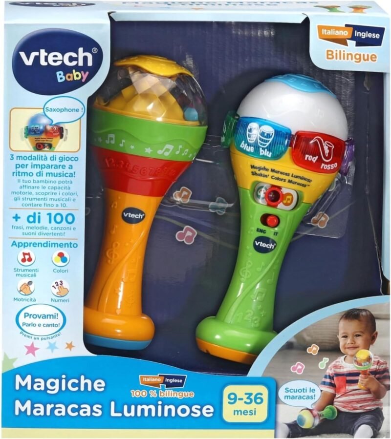 VTech Baby Magiques Maracas Lumineuses – Jouet Musical Bilingue 9-36 Mois