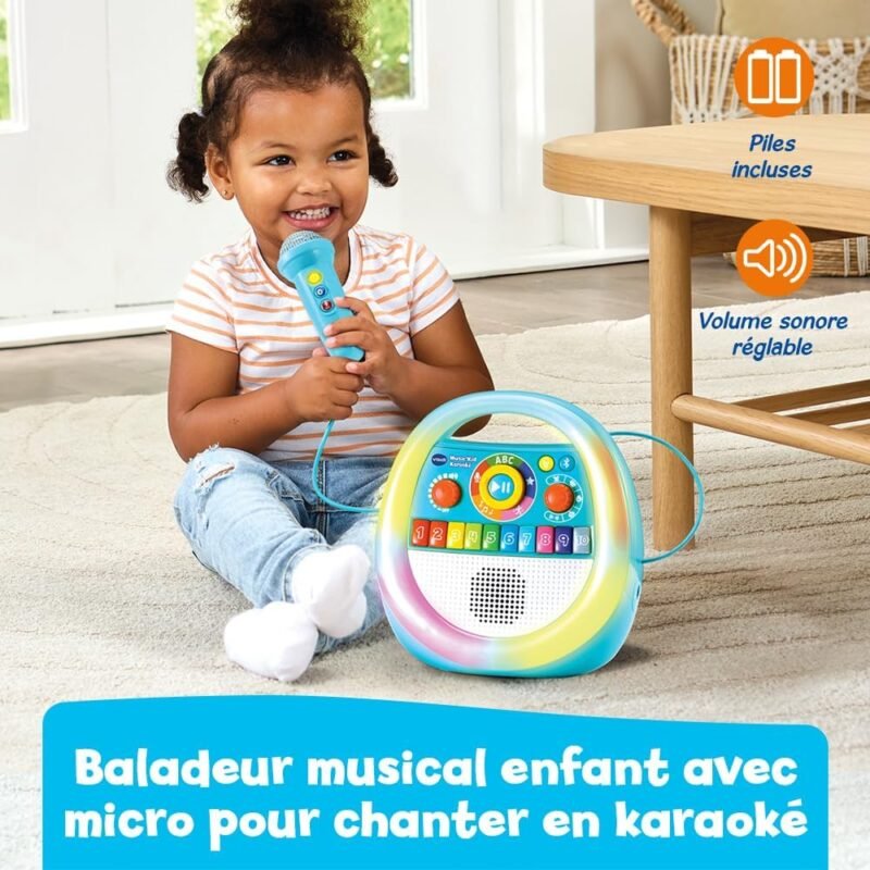 VTech Music’Kid Karaoke – Microphone Karaoké Éducatif et Musical pour Enfant