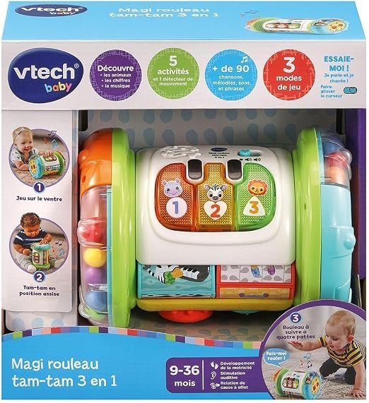 VTech Baby Magi Rouleau Tam-Tam 3 en 1 – Jouet d’Éveil Musical et Interactif 9-36 Mois