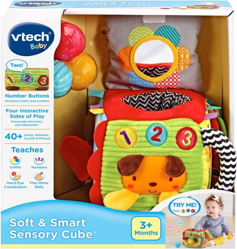 VTech Baby Cube Sensoriel Doux et Interactif – Jouet d’Éveil pour Bébé dès 3 Mois