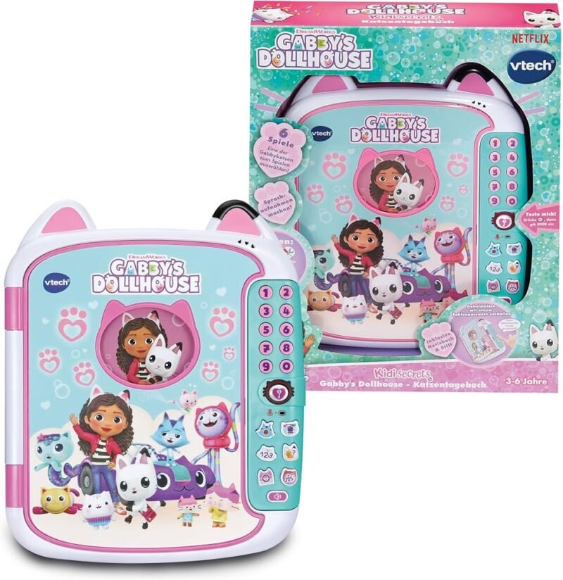 VTech Gabby’s Dollhouse – Journal Intime Électronique Secret avec Jeux et Enregistrement Vocal