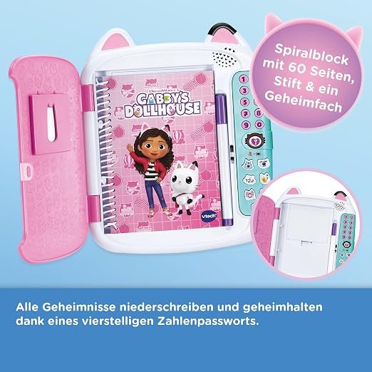 VTech Gabby’s Dollhouse – Journal Intime Électronique Secret avec Jeux et Enregistrement Vocal