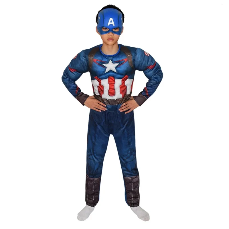 Déguisement Captain America avec Muscles rembourrés et Masque