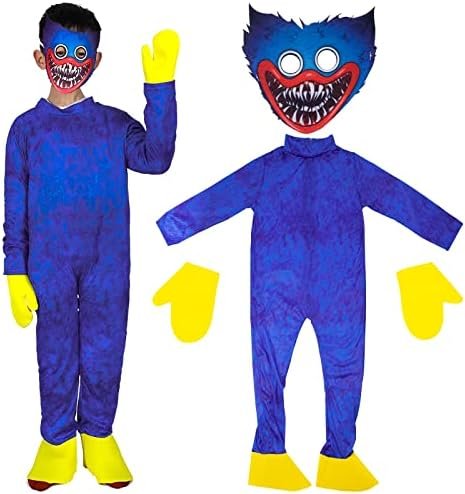Costume Monstre Bleu pour Enfant avec Masque, Gants et Couvre-Chaussures