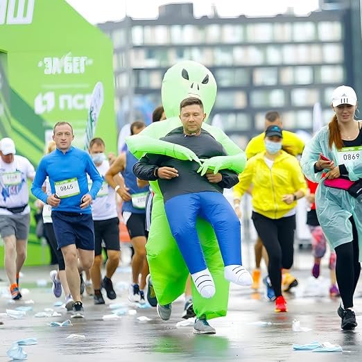 Déguisement Alien Gonflable Adulte – Costume Extraterrestre Vert avec Effet de Portage