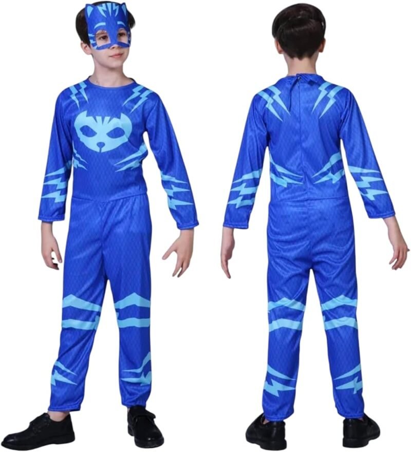 Déguisement de Super-Héros Yoyo (PJ Masks / Pyjamasques) pour Enfant – Combinaison Bleue avec Masque