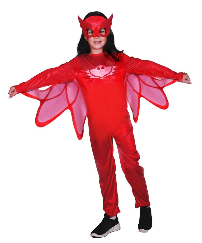 Déguisement de Super-Héroïne Bibou (PJ Masks / Pyjamasques) pour Enfant – Combinaison Rouge avec Ailes et Masque
