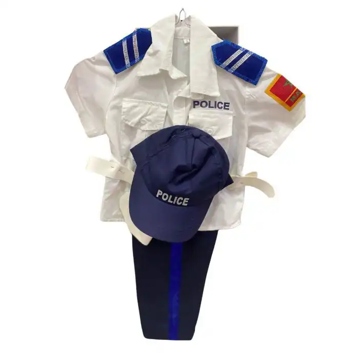 Déguisement de Policier pour Enfant – Ensemble Uniforme Officiel avec Chemise, Pantalon, Casquette et Ceinture
