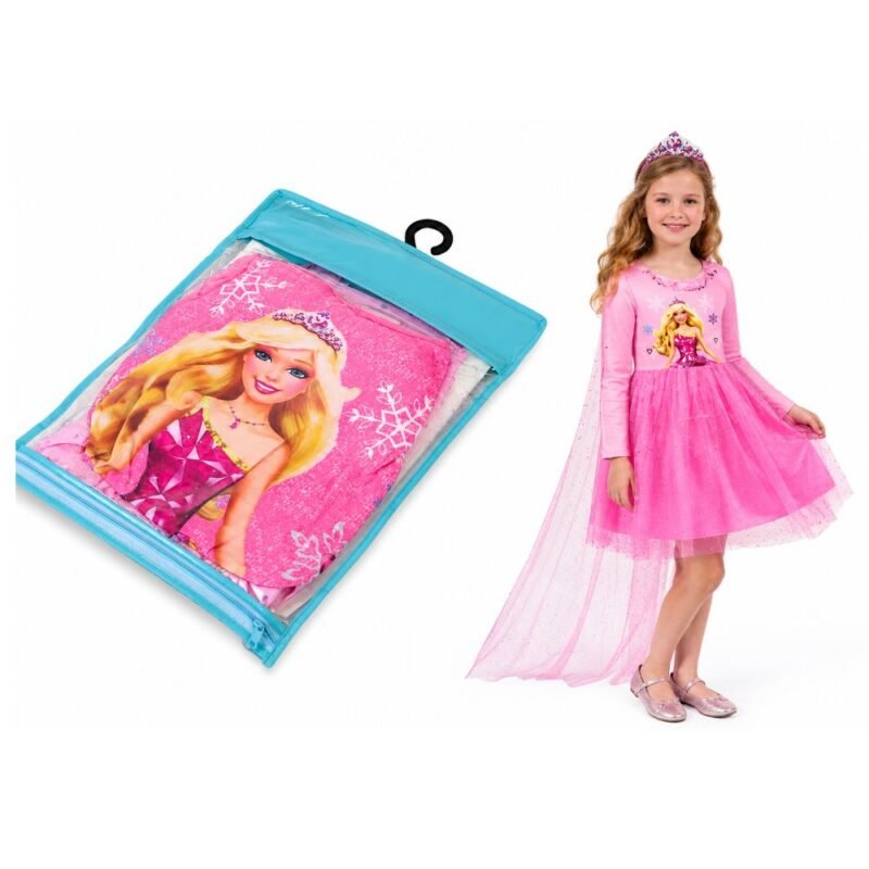 Déguisement Princesse Rose pour Fille – Robe avec Traîne et Couronne